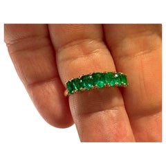 Seven Stone Colombian Natural Emerald 18 Karat Gold Ring