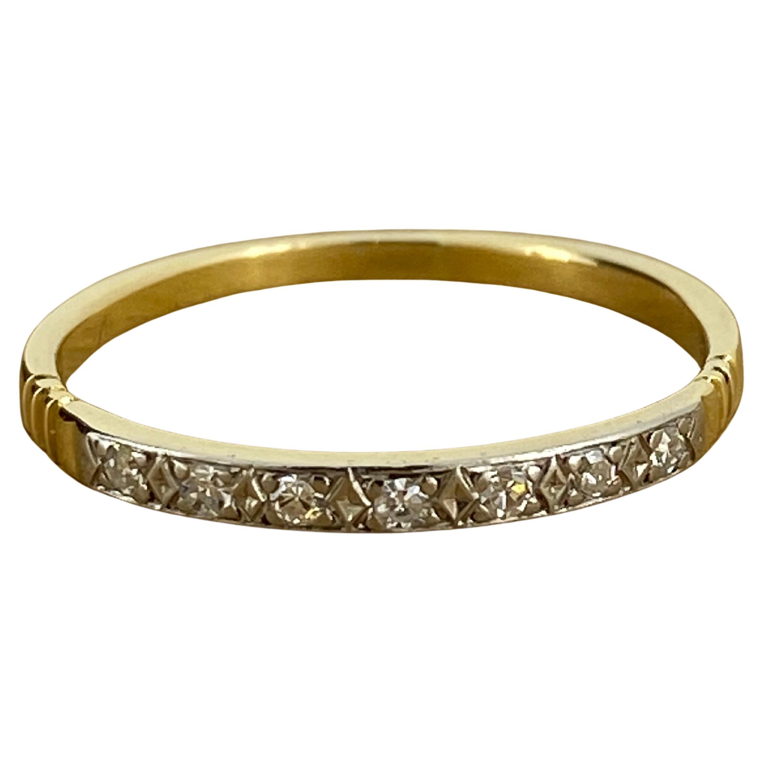 Seven-Stone "Dearest" Style Diamond Retro Band in 18K White & Yellow Gold
