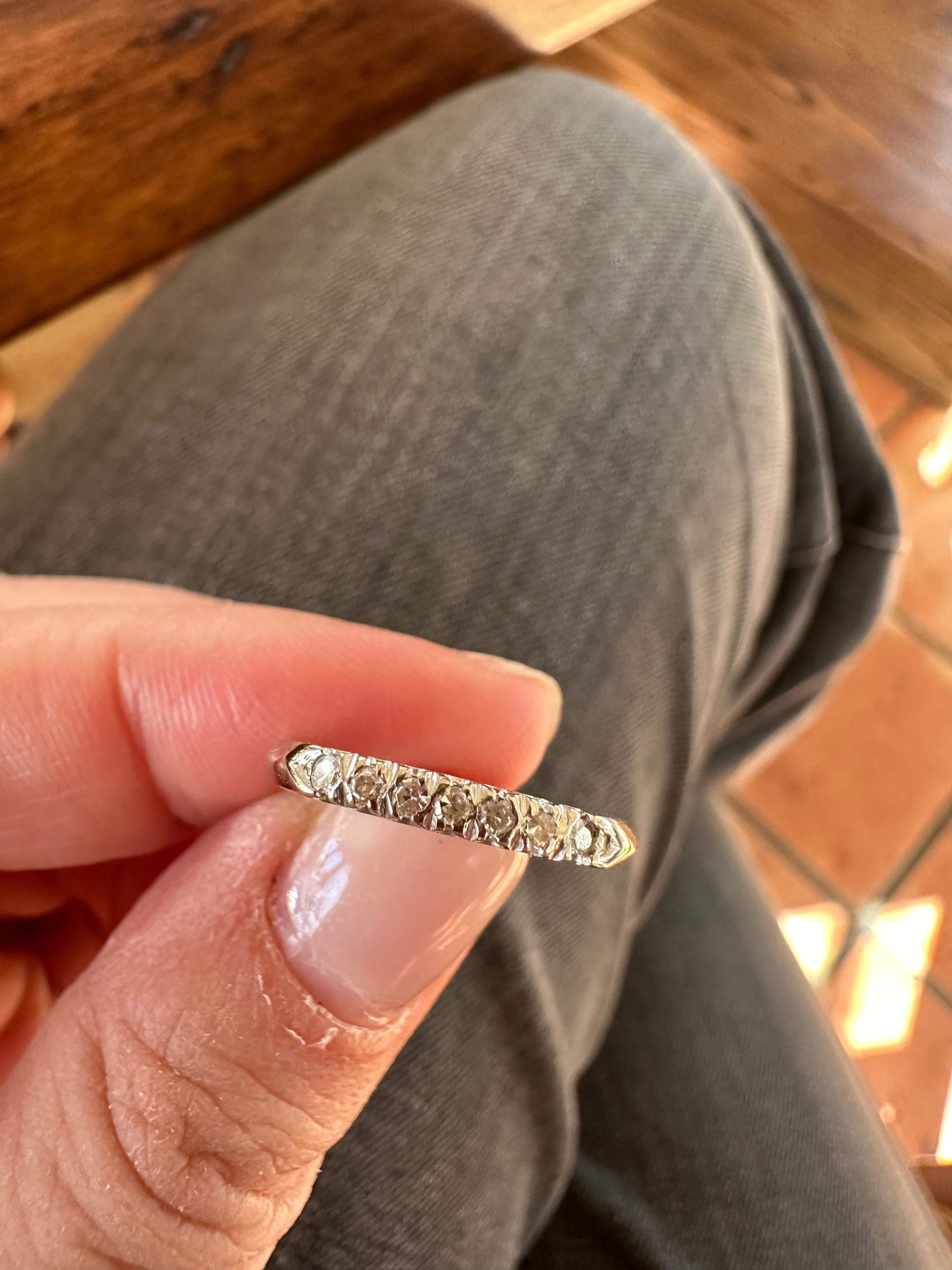 Women's Seven Stone Diamond and 14K White Gold Band Ring  For Sale