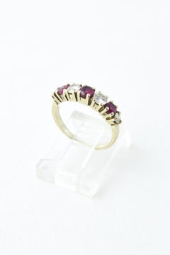 Seven-Stone Diamond and Ruby Band Ring
