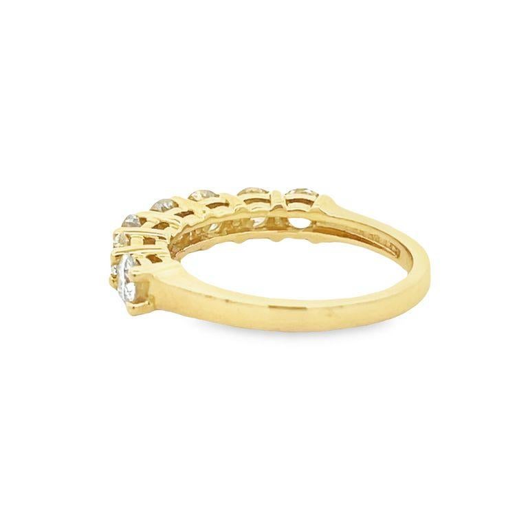 Seven Stone Diamond Ring Band 1.53ct 14k Yellow Gold In New Condition For Sale In New York, NY