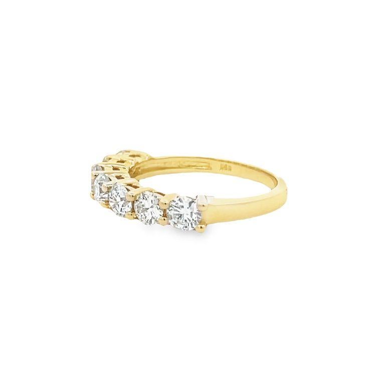Women's Seven Stone Diamond Ring Band 1.53ct 14k Yellow Gold For Sale