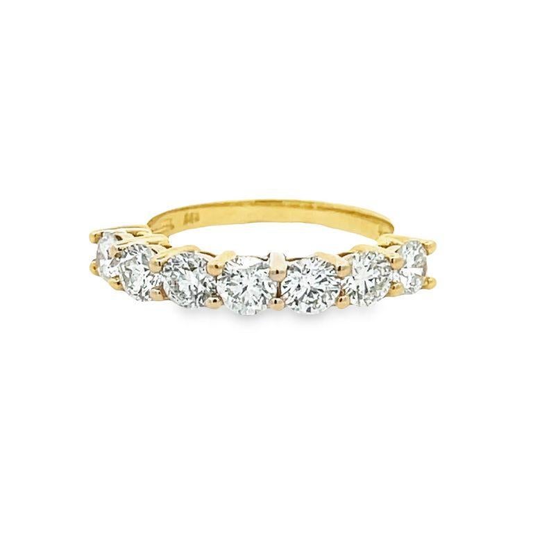 Seven Stone Diamond Ring Band 1.53ct 14k Yellow Gold For Sale 1