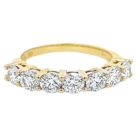 Seven Stone Diamond Ring Band 1.53ct 14k Yellow Gold For Sale