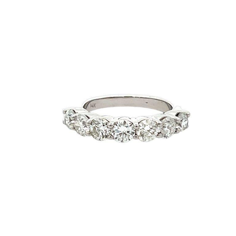 Round Cut Seven Stone Diamond Ring Band 2.11CT in 14K white Gold    For Sale