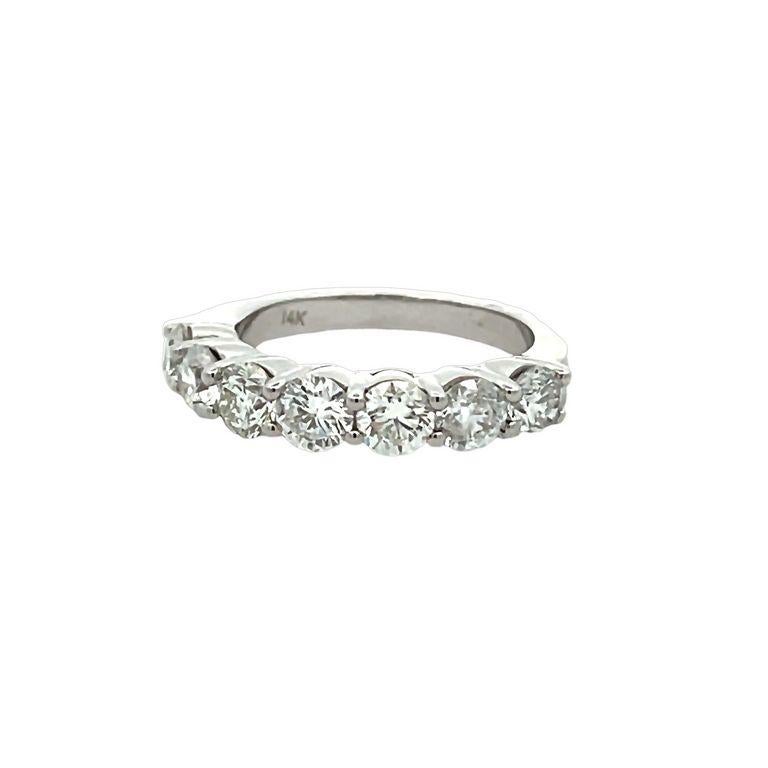 Seven Stone Diamond Ring Band 2.11CT in 14K white Gold    For Sale 1