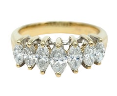 Seven Stone Graduated Marquise Diamond Band Ring in 14 Karat Yellow Gold