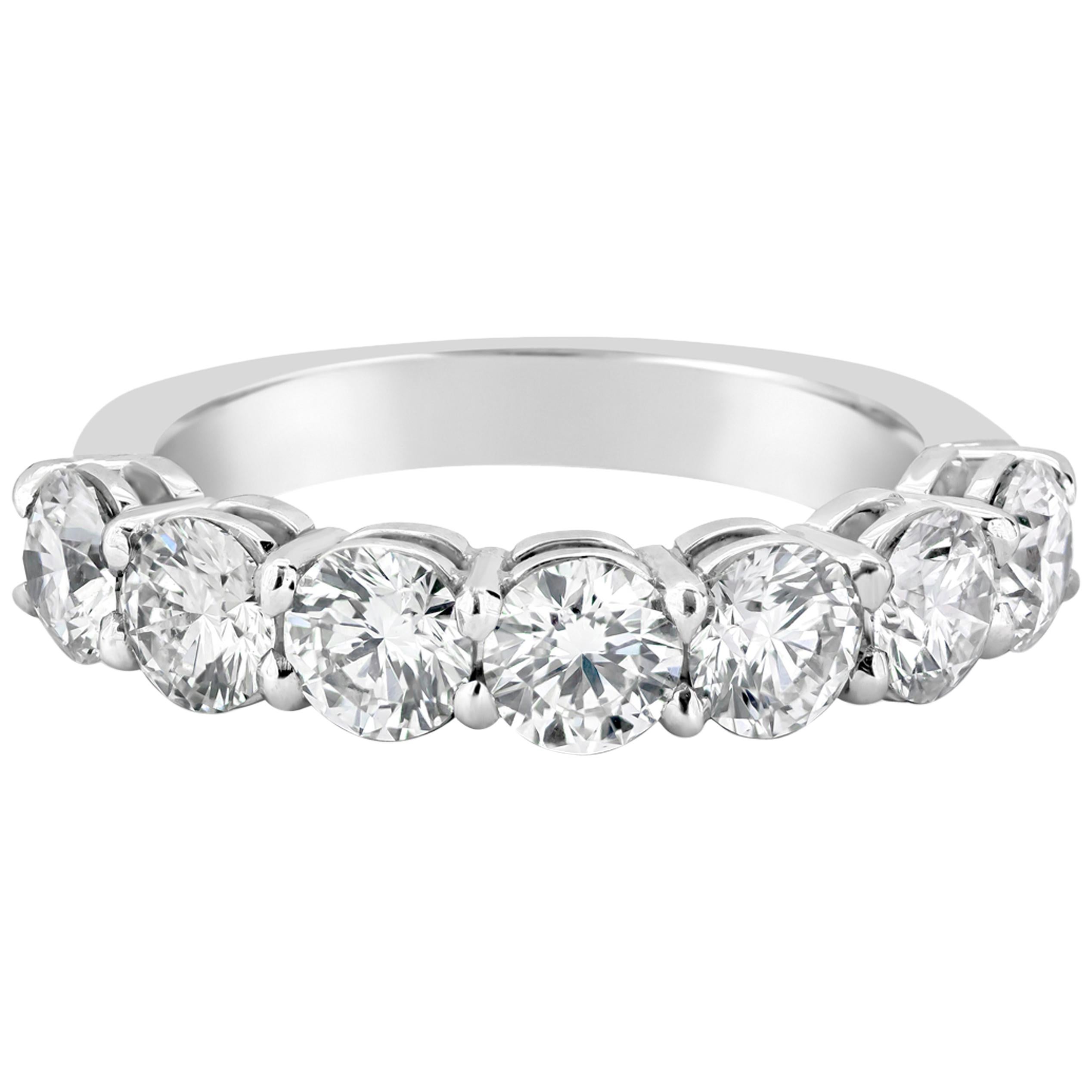 Roman Malakov, Seven-Stone Round Diamond Platinum Wedding Band For Sale