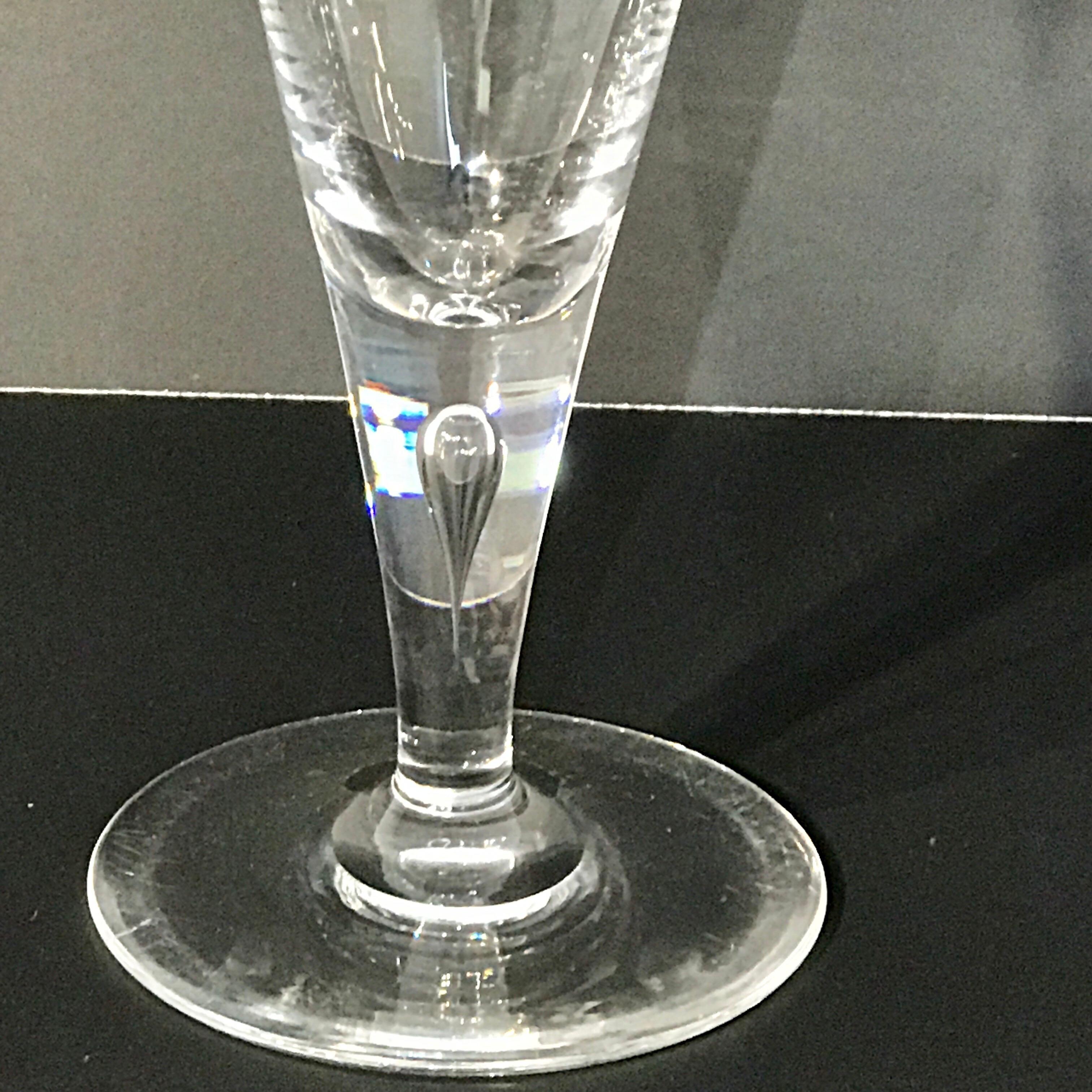 Modern Seven Tall Midcentury Steuben Teardrop Water or Wine Glasses #7924