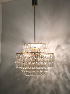 Seven-Tiered Chandelier by Palwa, Git Brass and Lenses Glass, circa 1960s