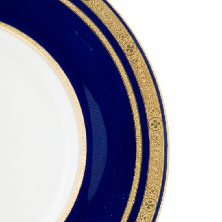 Seven Tiffany Cobalt Blue and Gilt Encrusted Dinner Plates at 1stDibs