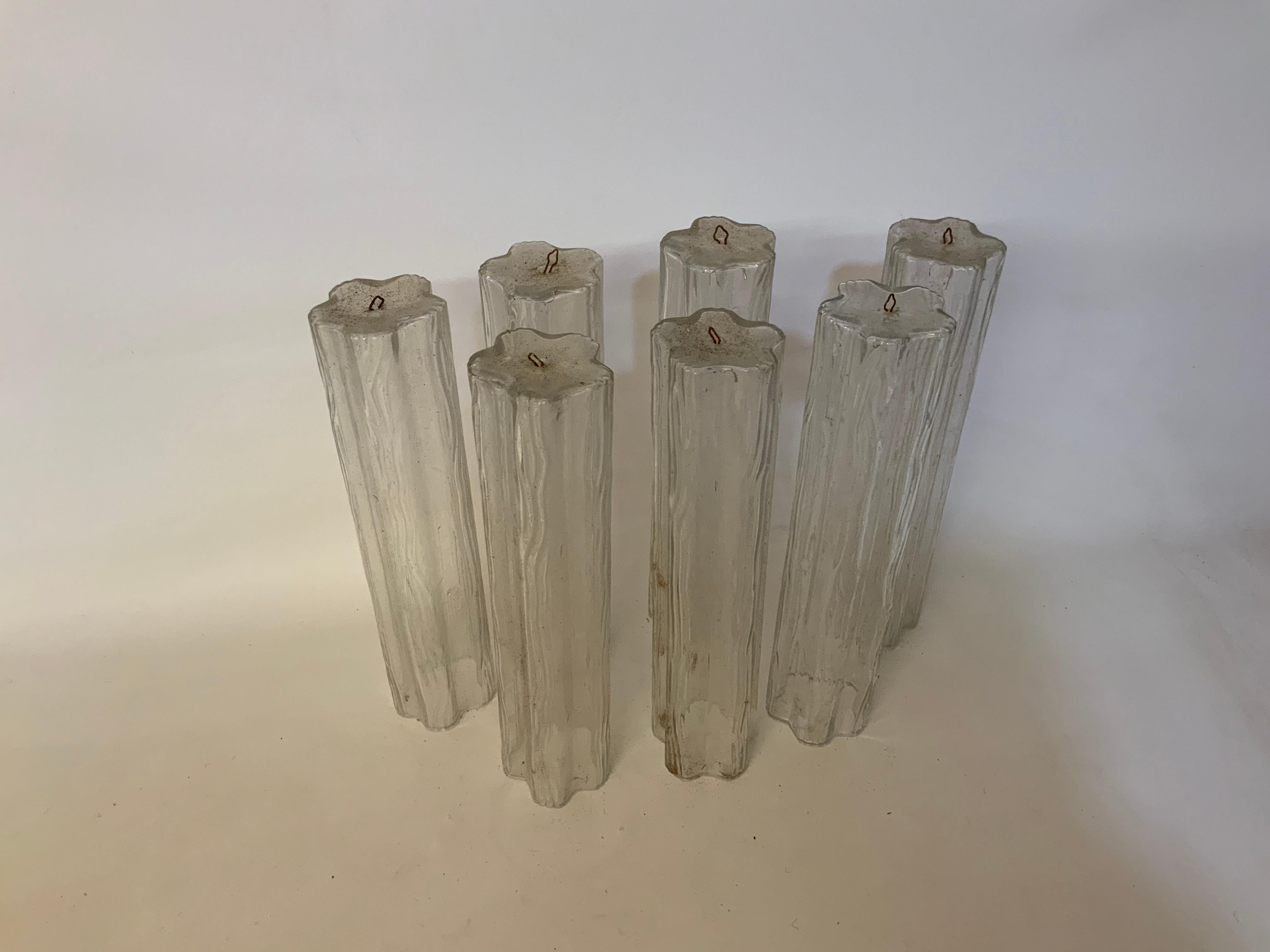 Need extra shades? If you own or are trying to sell one of these signature chandeliers or sconces, then you probably need extra shades. Clear glass, five point drop shade, tree bark texture. All are in good condition, circa 1960-1970.

Each is