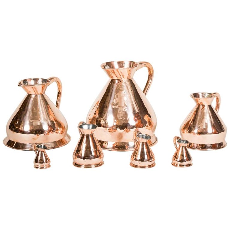 Seven Victorian Copper Standard Measuring Jugs For Sale at 1stdibs