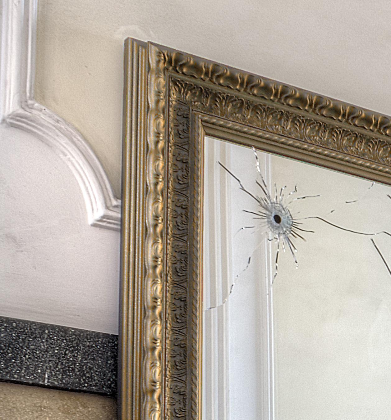 Italian Seven Years Wall Mirror with Gold-Plated Wooden Frame by Barberini & Gunnell For Sale