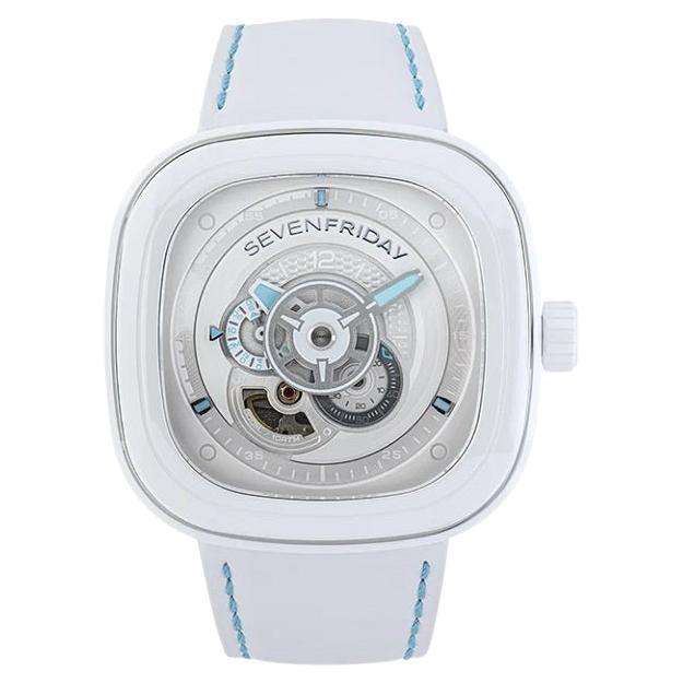 Sevenfriday Automatic White Ceramic Calf Skin Leather Watch P1C/05 For Sale