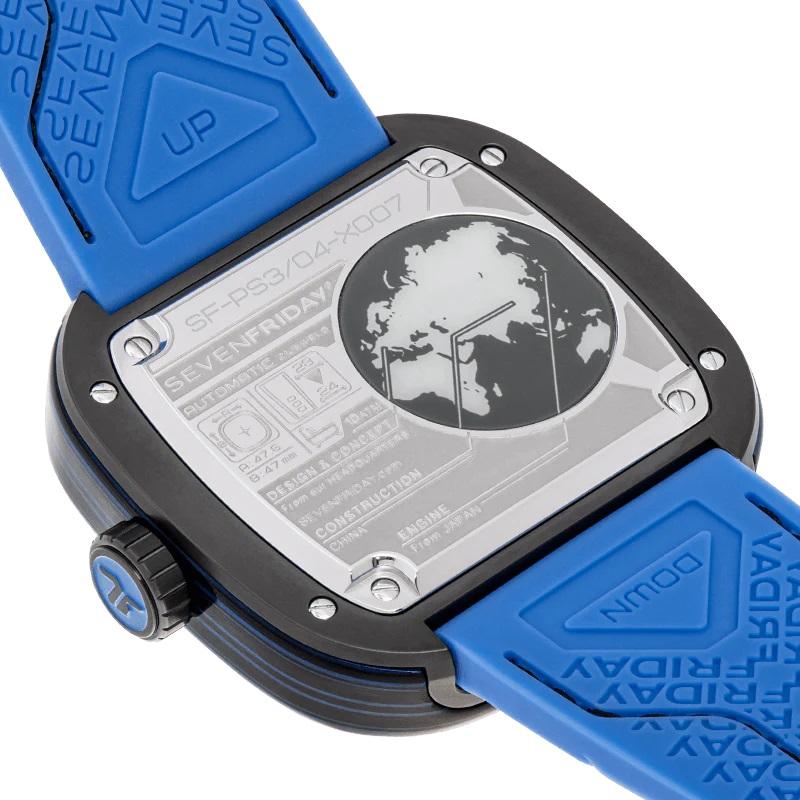 Montre homme PS-Colored Carbon Automatic Day-Night Blue Dial PS3/04 Unisexe en vente