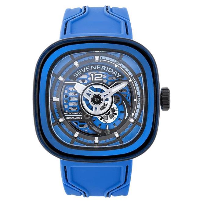 SevenFriday PS-Colored Carbon Automatic Day-Night Blue Dial Men's Watch PS3/04 For Sale