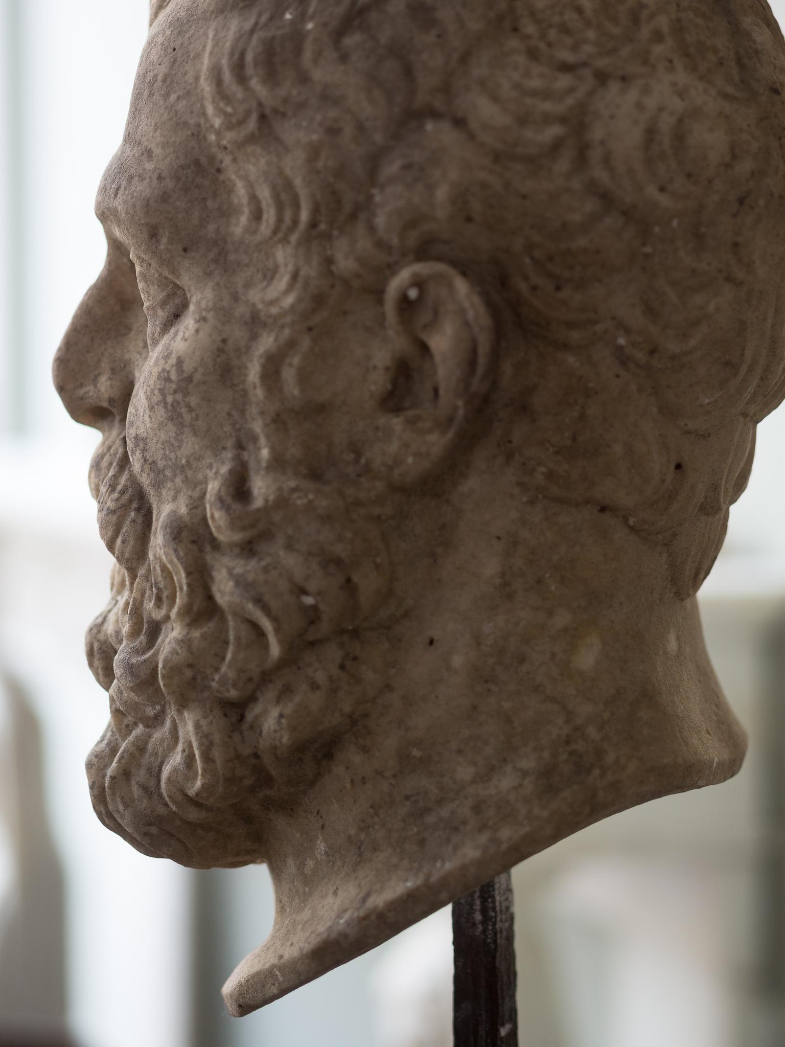 Seventeenth Century Carved Marble Bust Solon, 1820 In Good Condition For Sale In London, GB