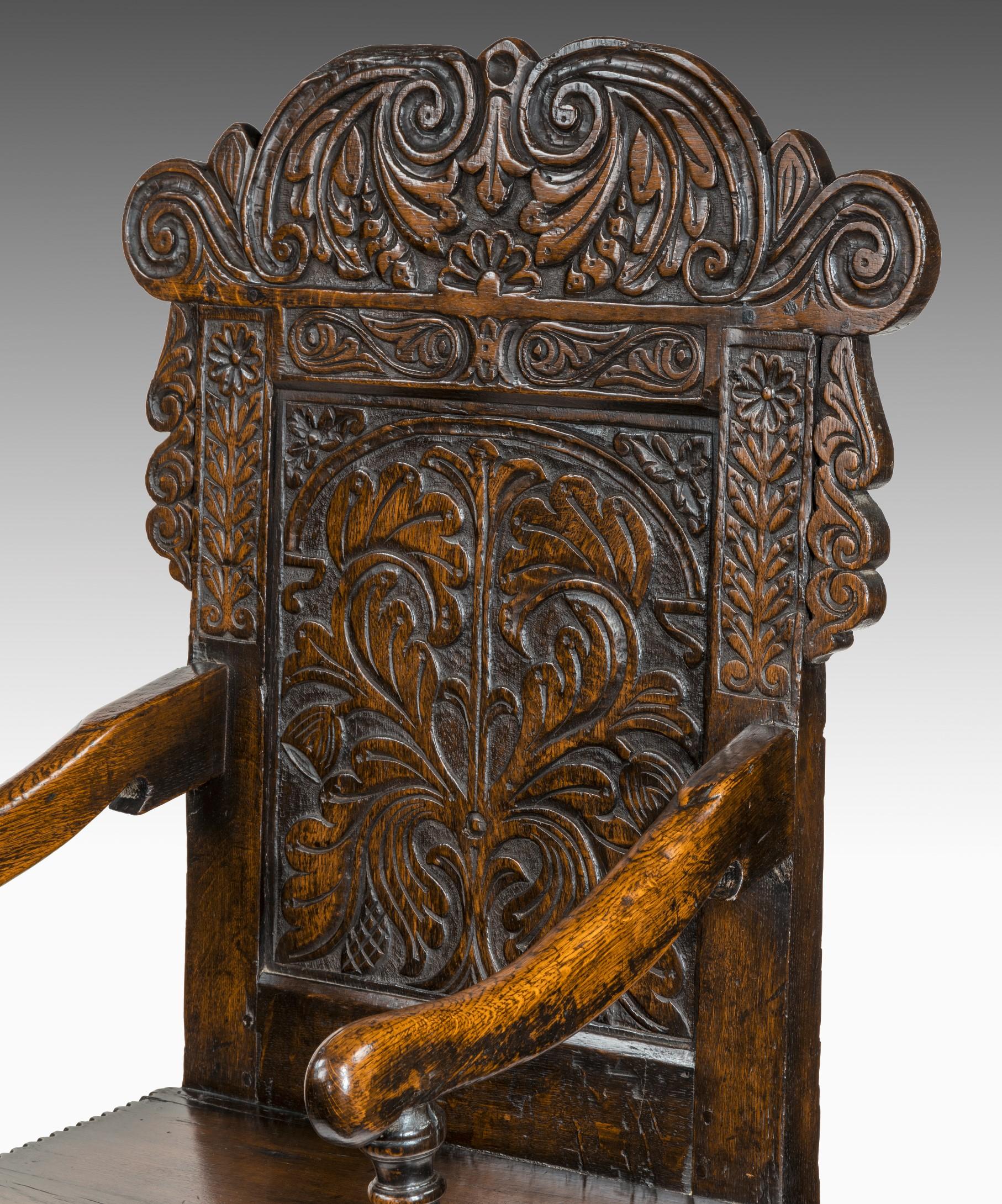 17th Century Carved Oak Wainscot Armchair In Good Condition In London, GB