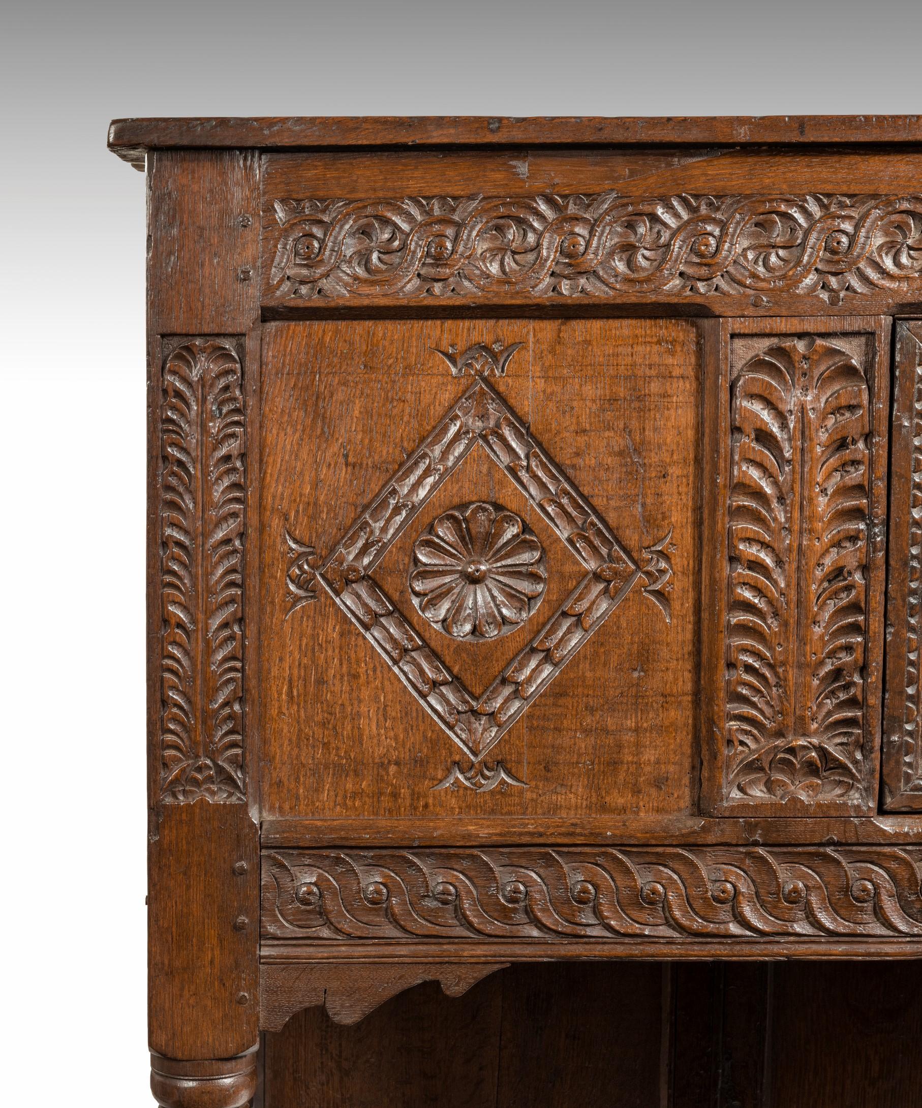 17th Century Charles II Carved Oak Livery Cupboard In Good Condition For Sale In London, GB