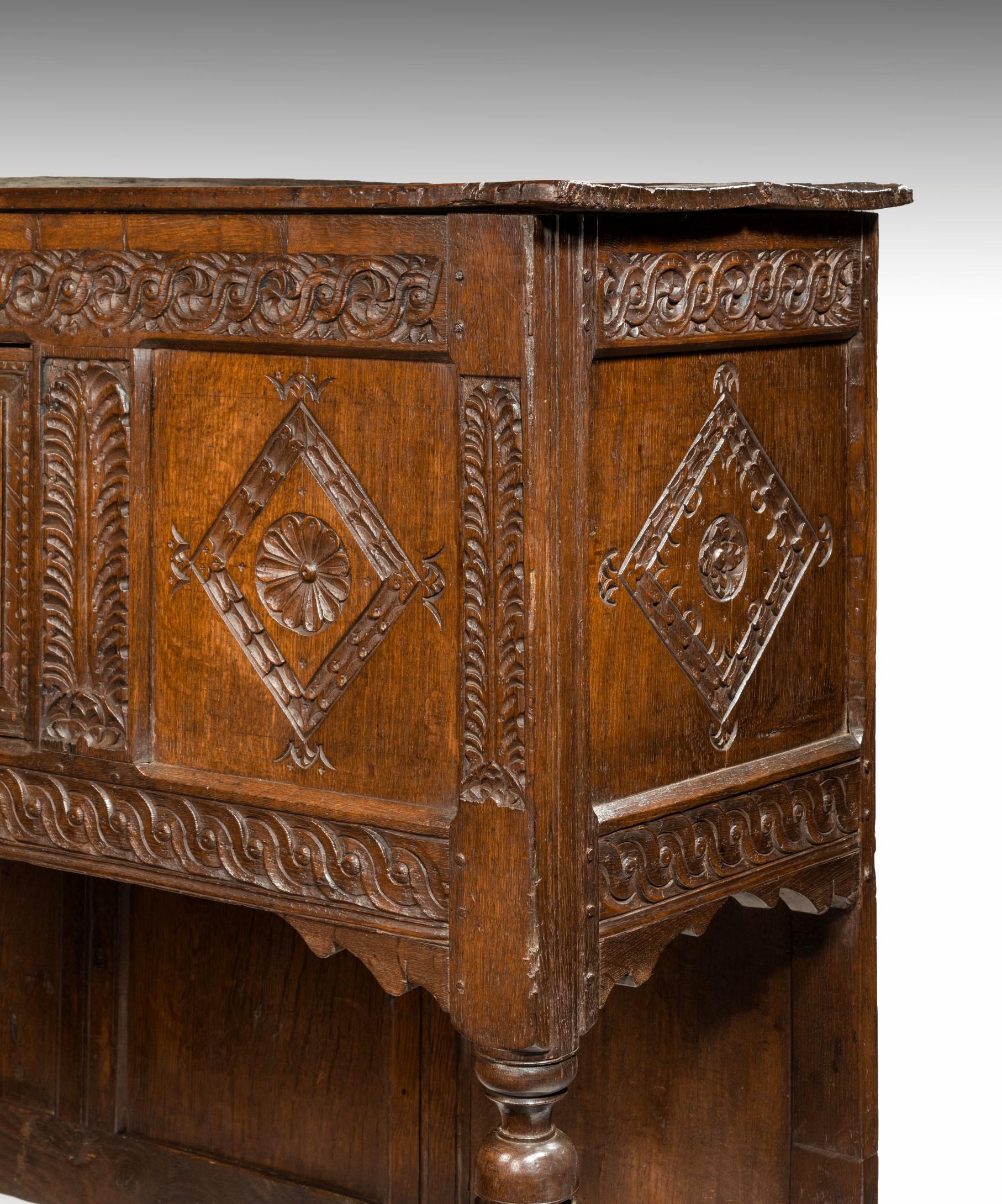 17th Century Charles II Carved Oak Livery Cupboard For Sale 3