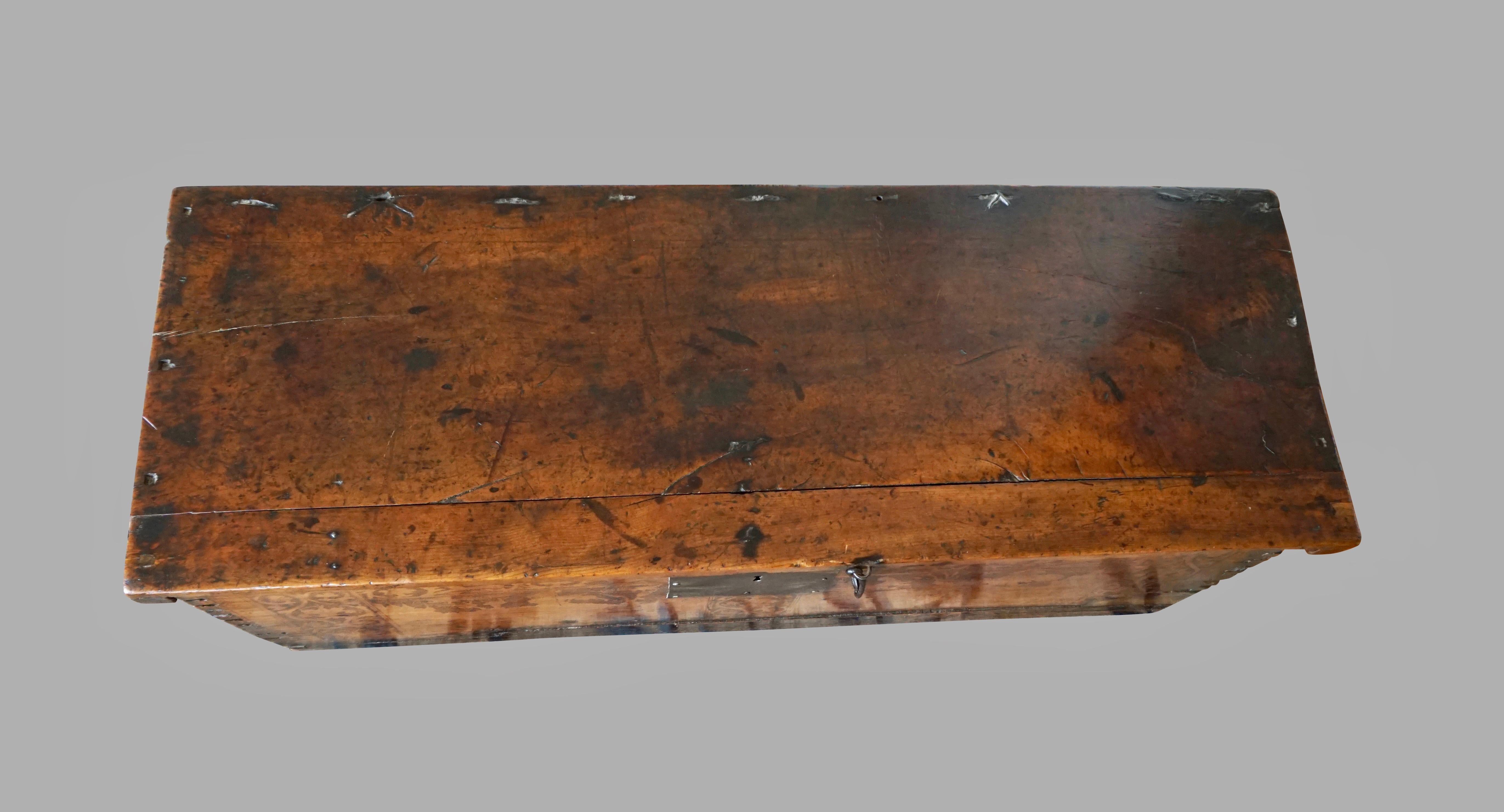 Baroque Seventeenth Century Italian Walnut Coffer with Incised Decoration