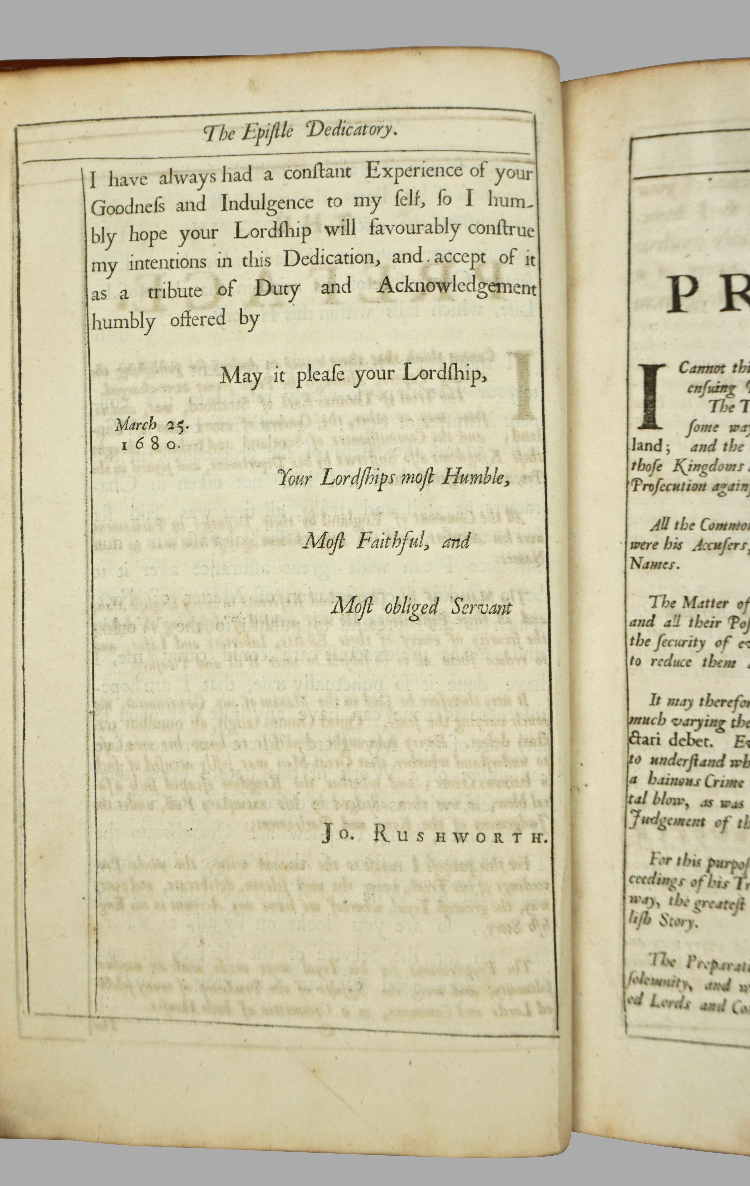 British Seventeenth Century Original Leatherbound Book The Tryal of Thomas Strafford