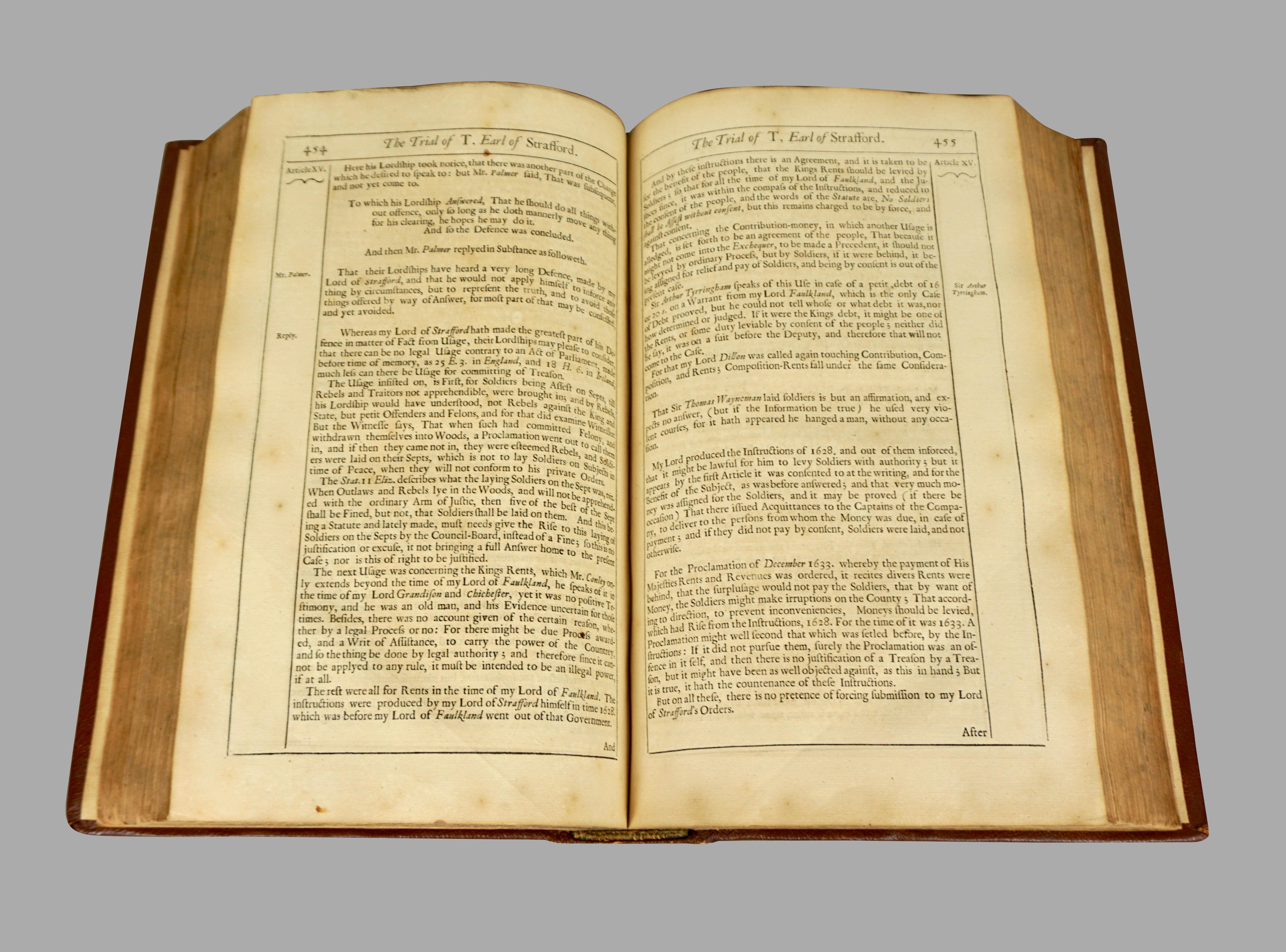 Seventeenth Century Original Leatherbound Book The Tryal of Thomas Strafford 1