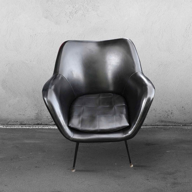 Seventies Black Armchairs For Sale at 1stDibs