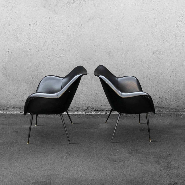 Seventies Black Armchairs For Sale at 1stDibs