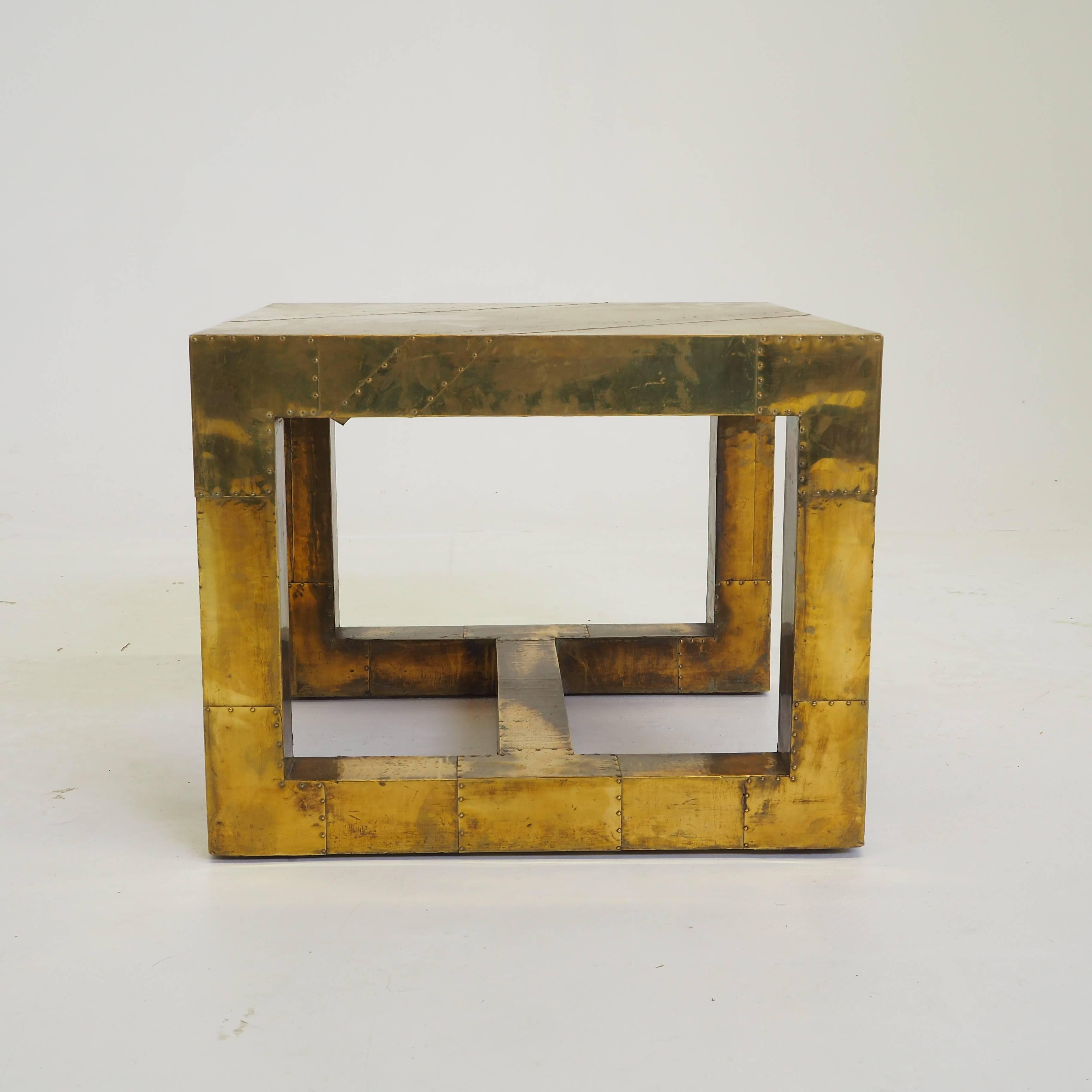 European 1970s Brass Side Table For Sale