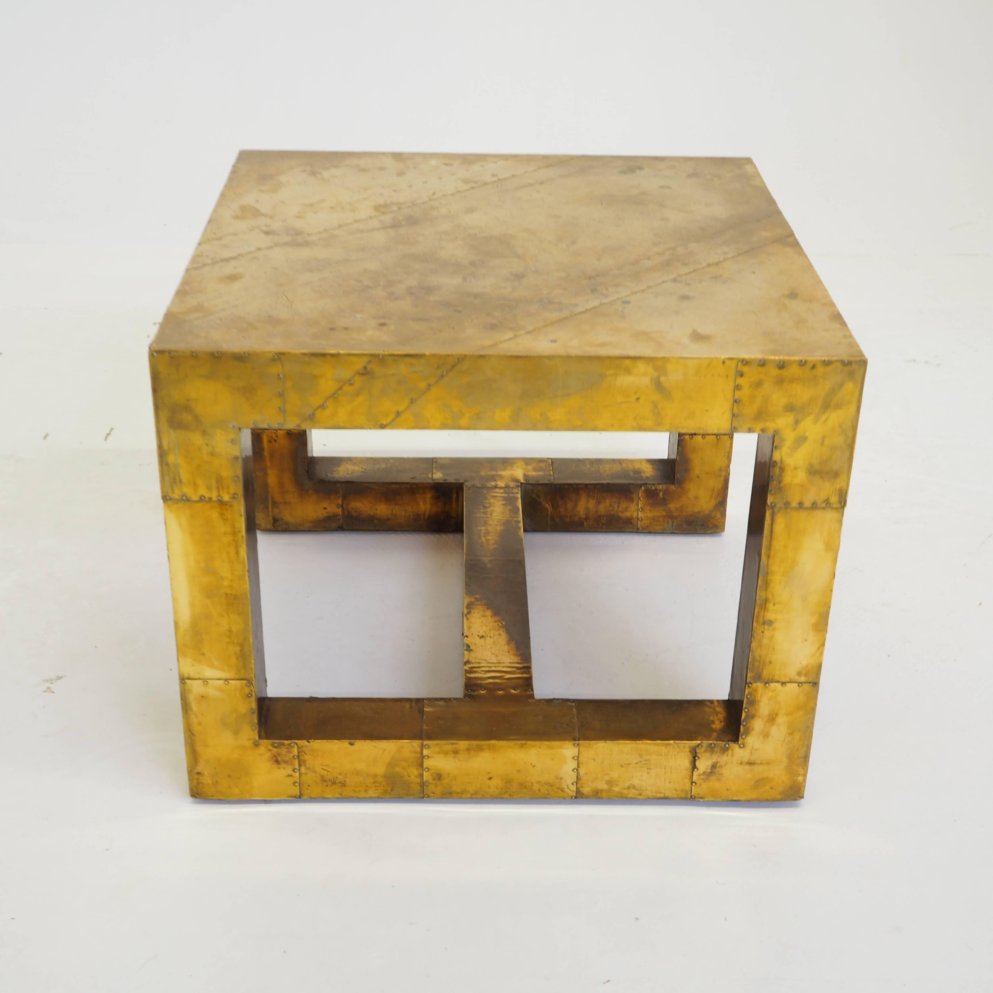 1970s Brass Side Table In Good Condition For Sale In The Hague, NL