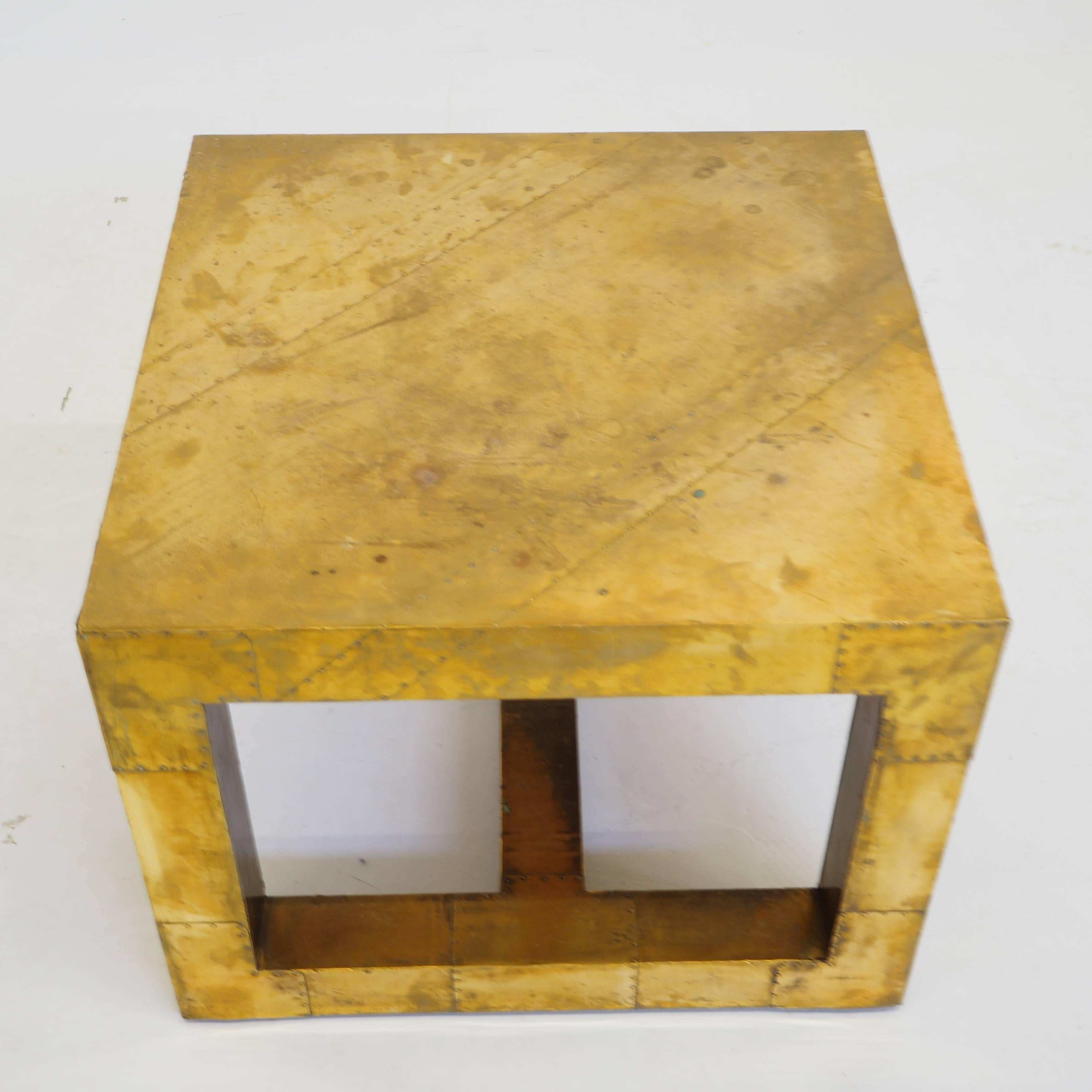 Late 20th Century 1970s Brass Side Table For Sale