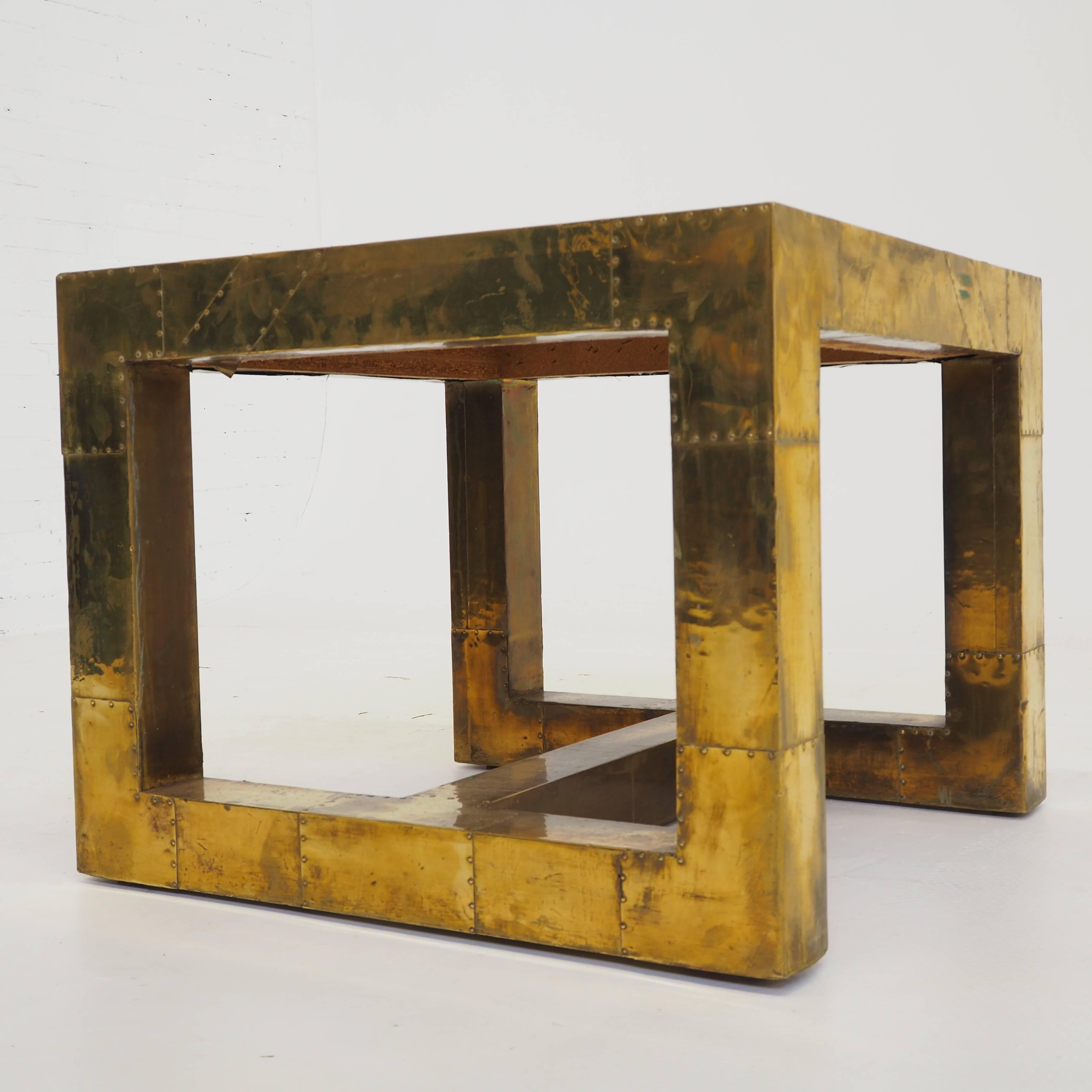 1970s Brass Side Table For Sale 2