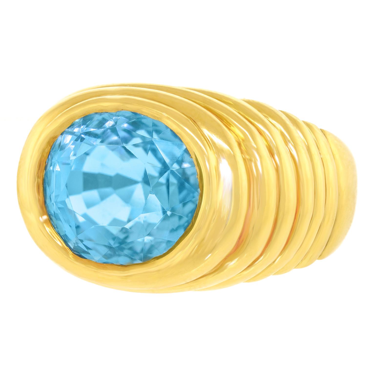 Oval Cut Seventies Chic Aquamarine Ring