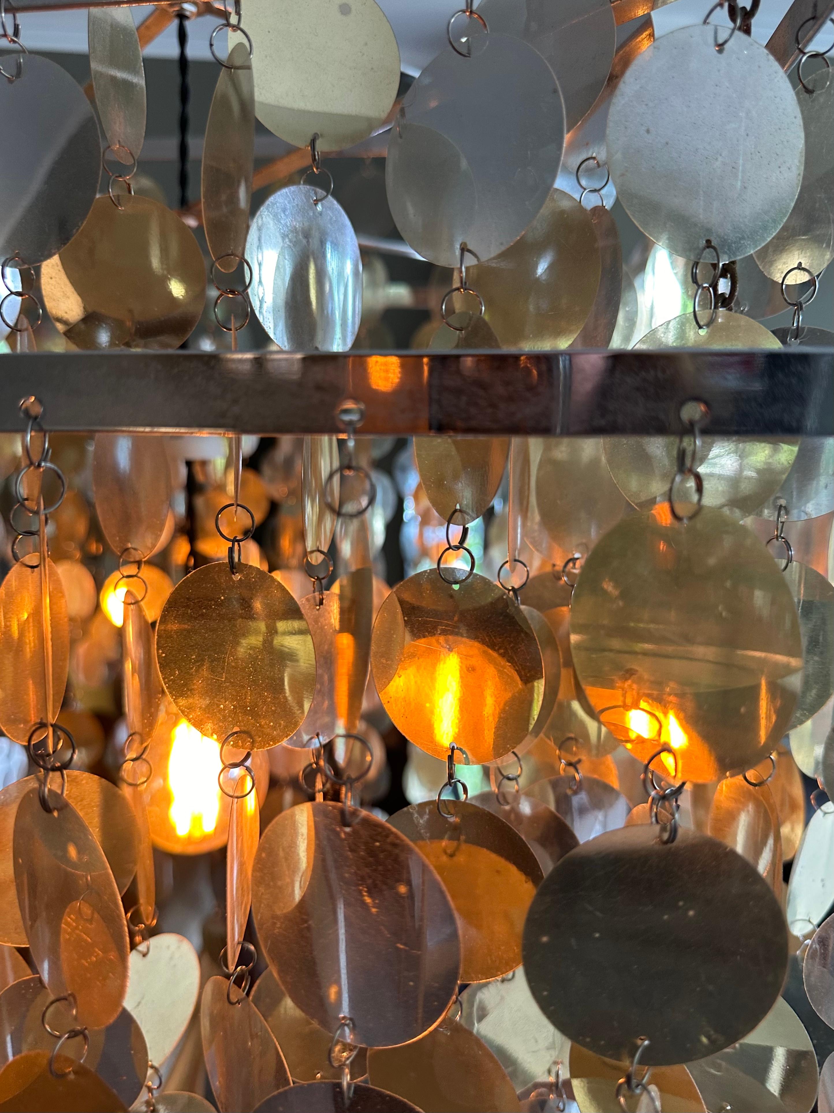 European Seventies disco lamp with acrylic paillette ceiling eighties For Sale