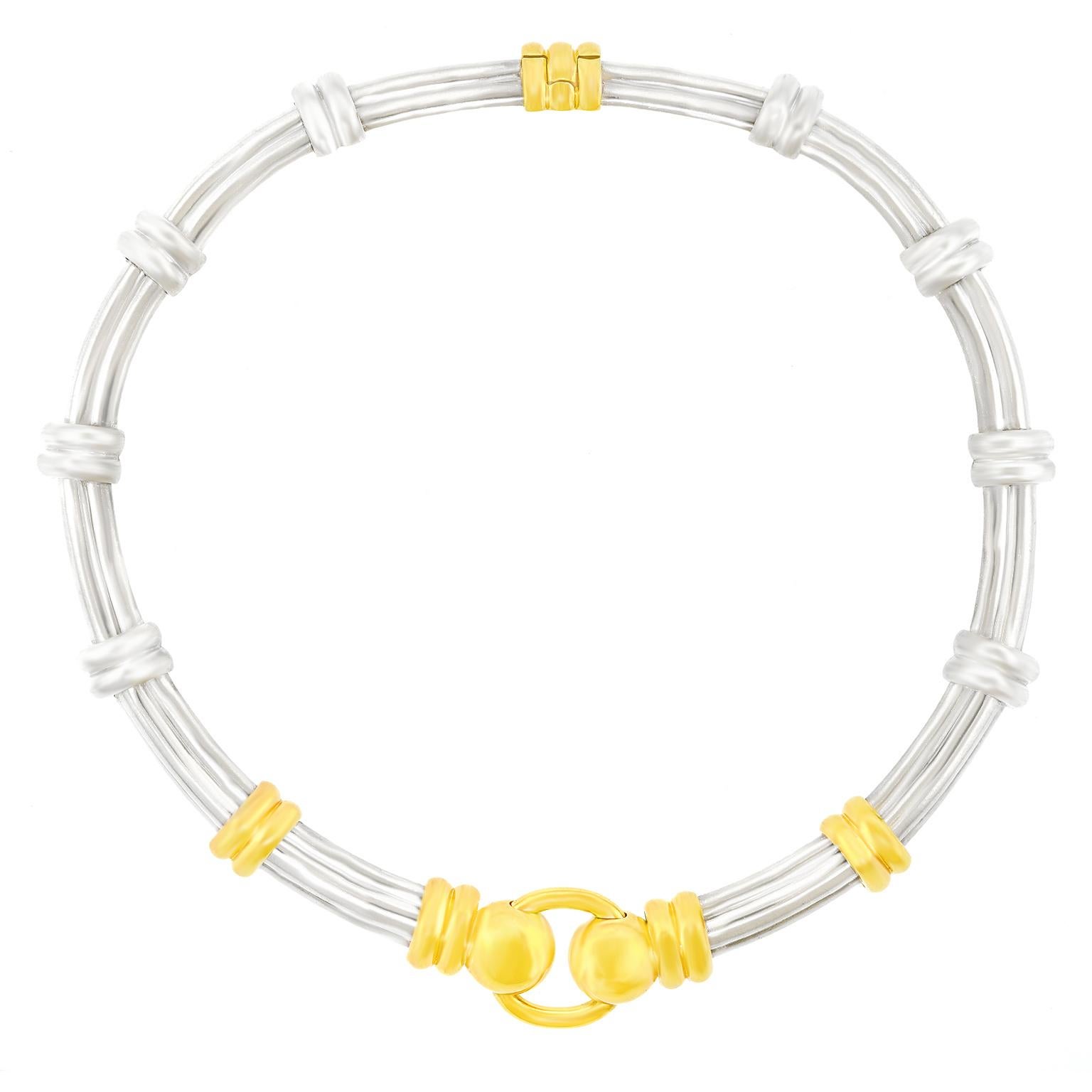 Collier en or et argent Hermes des années 70 en vente 3