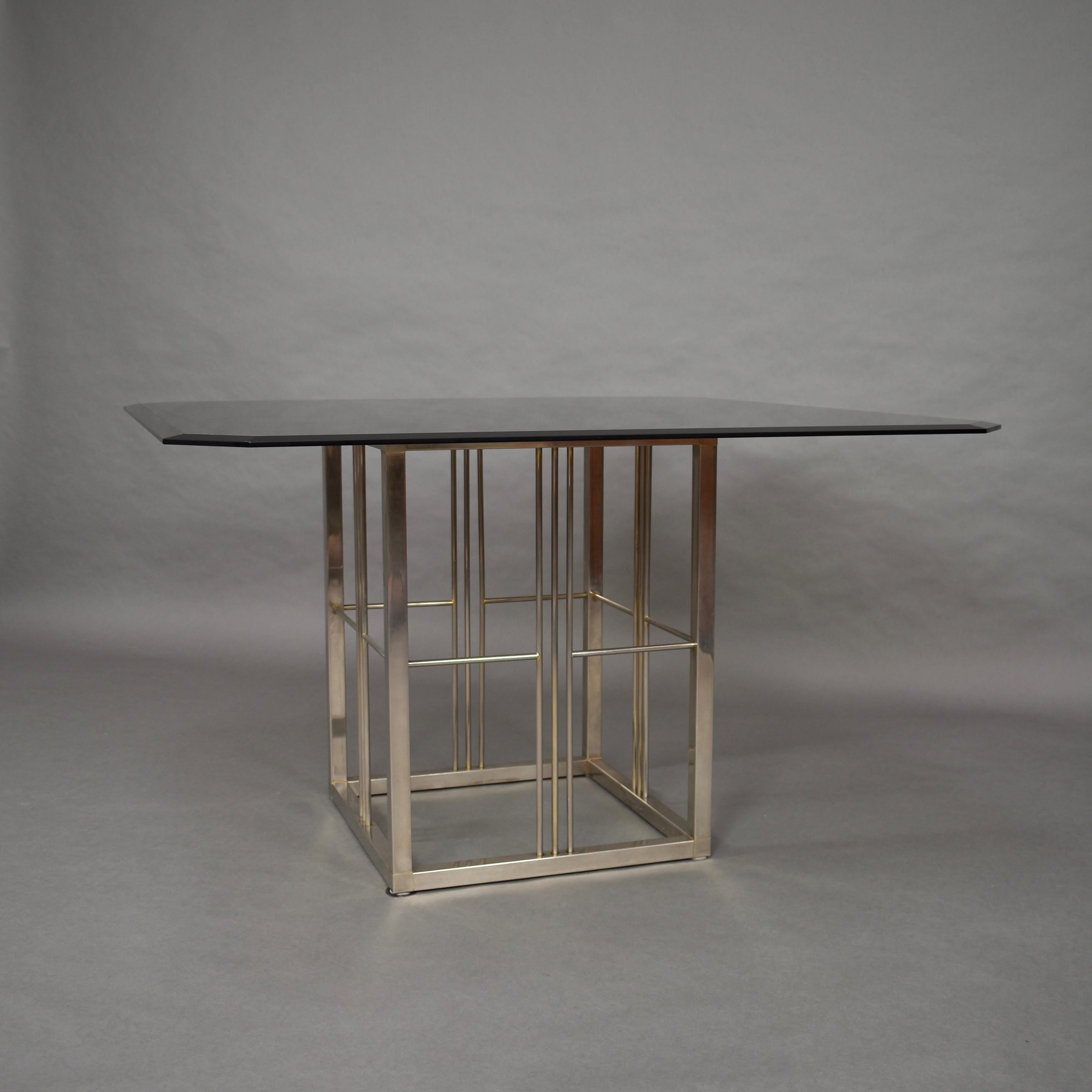 European Seventies Square Smoked Glass Dining Table