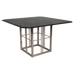 Table à manger carrée en verre fumé des années 70