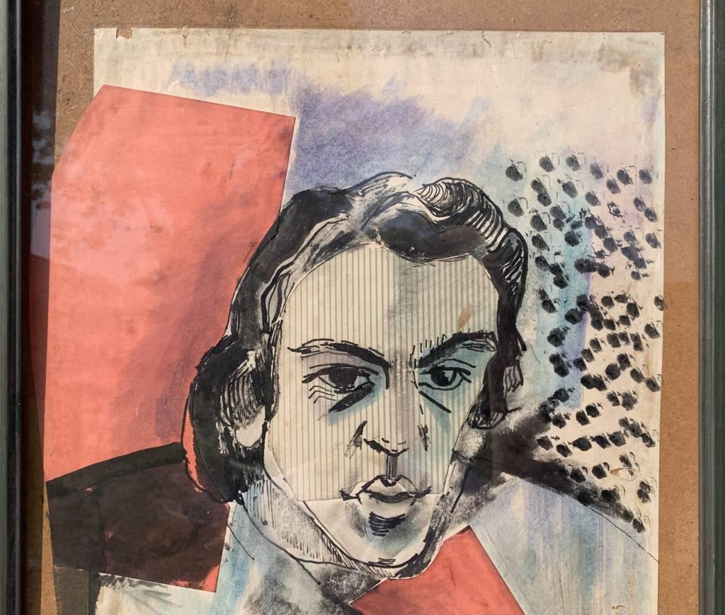 Sever Frentiu (Săcuieni 1931 - Bukarest 1997) - Männliches Porträt.

65,5 x 39,5 cm ohne Rahmen, 76,5 x 50,5 cm mit Rahmen.

Gemischte Medien auf Papier, in einem Holzrahmen.

- Werk signiert unten rechts: 