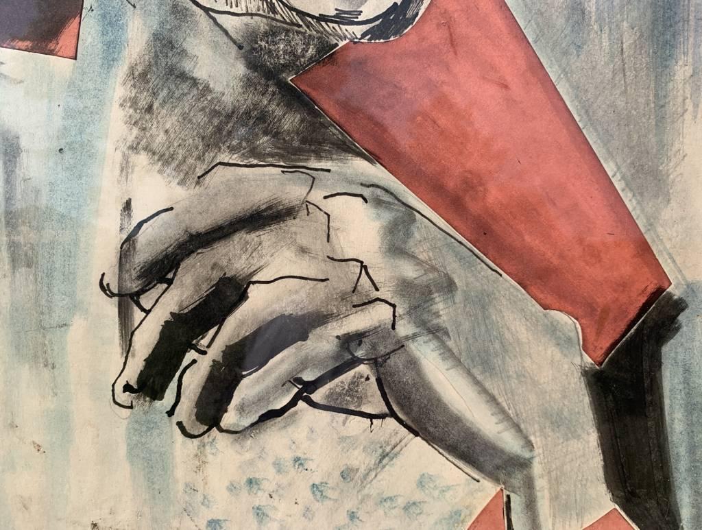 Sever Frentiu (Avant-garde painter) - 20th century figure portrait painting For Sale 6