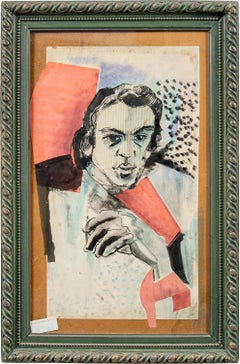 Vintage Sever Frentiu (Avant-garde painter) - 20th century figure portrait painting 