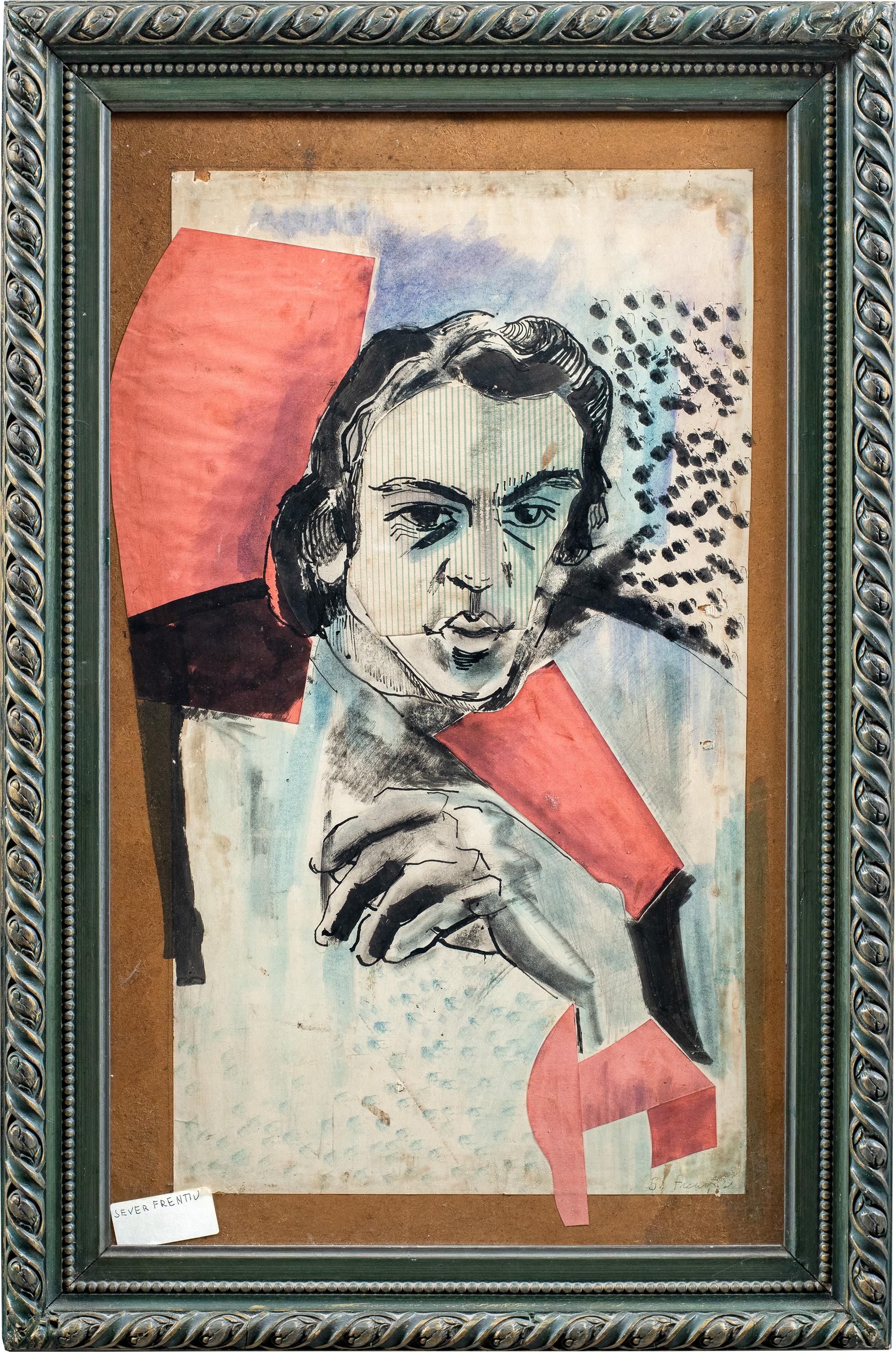 Sever Frentiu (Avant-garde painter) - 20th century figure portrait painting
