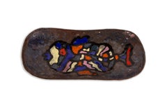 Severa Made in Italy Enameled Modern Ceramic Fish Design Elongated Plate