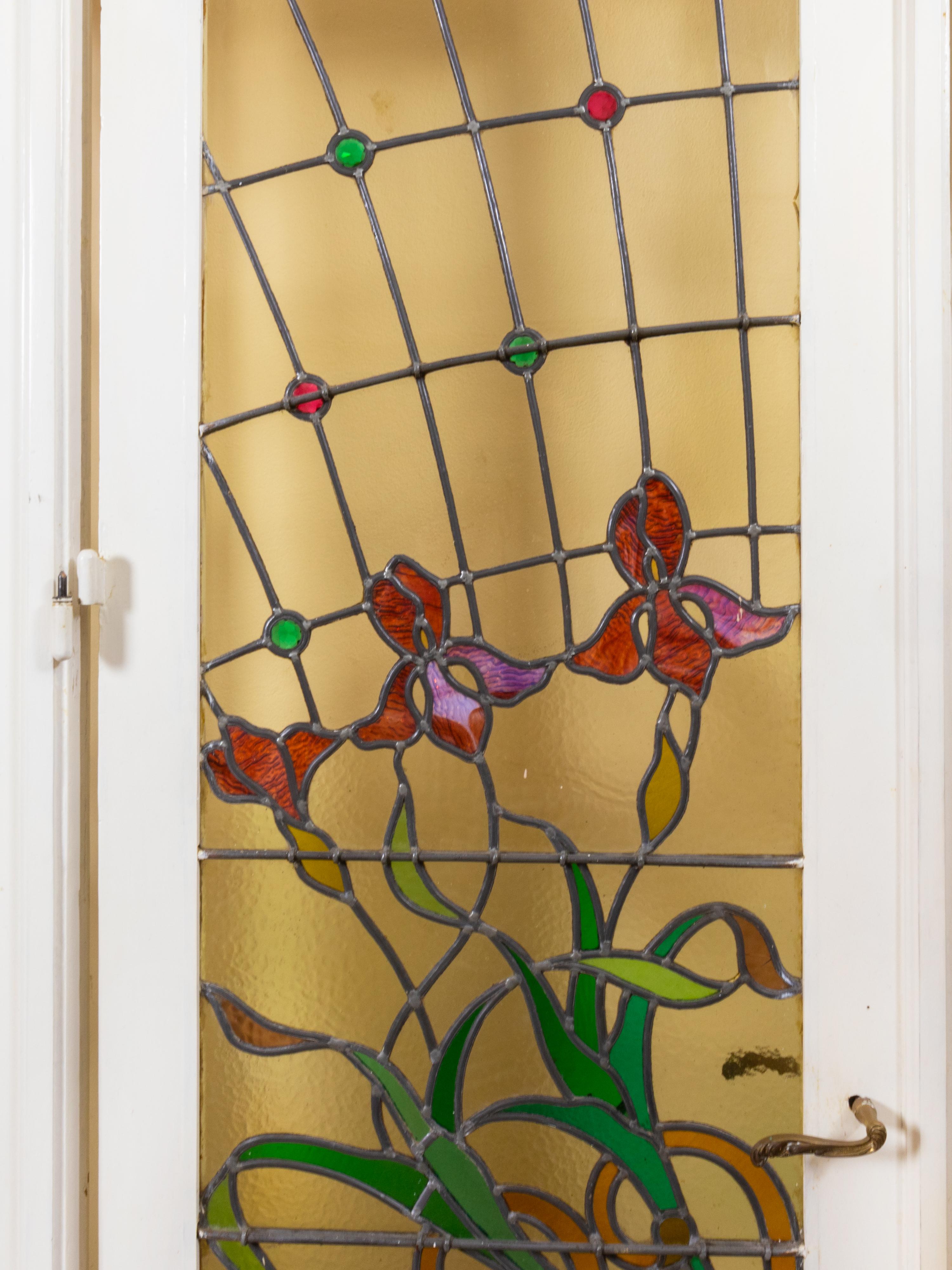 French Several Art Nouveau Stained Glass Doors, Early 1900s, France For Sale