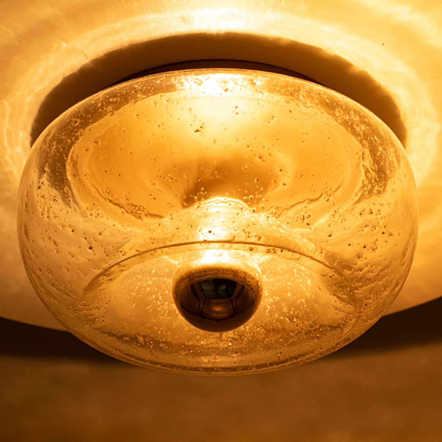 Several Beautiful Brass Glass Flush Mounts by Doria Leuchten, Germany 1970 For Sale 5