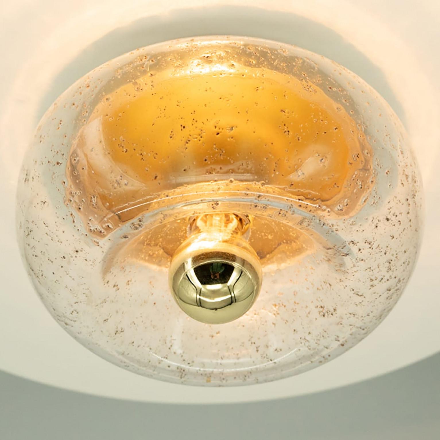 Several Beautiful Brass Glass Flush Mounts by Doria Leuchten, Germany 1970 For Sale 8