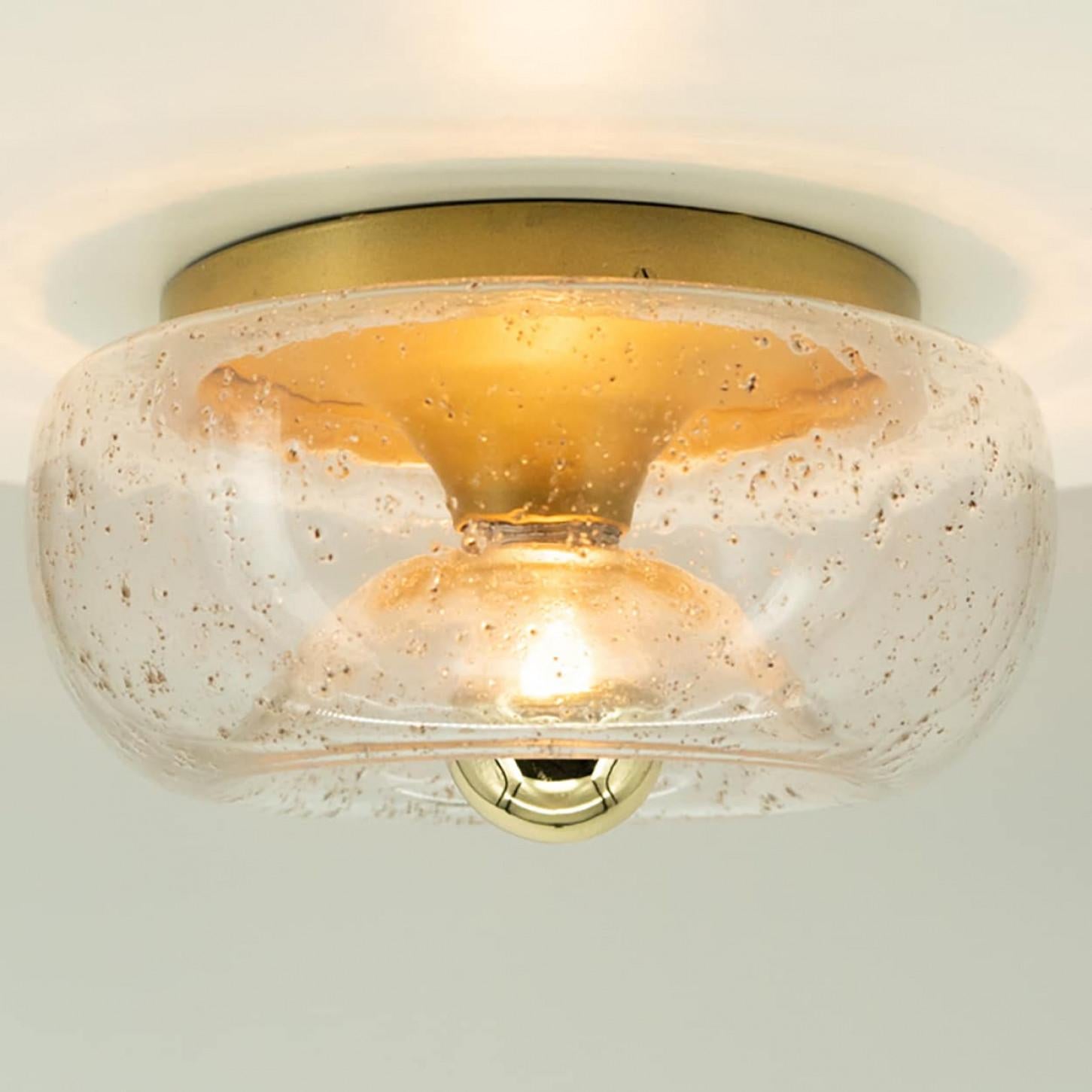 Several Beautiful Brass Glass Flush Mounts by Doria Leuchten, Germany 1970 For Sale 10