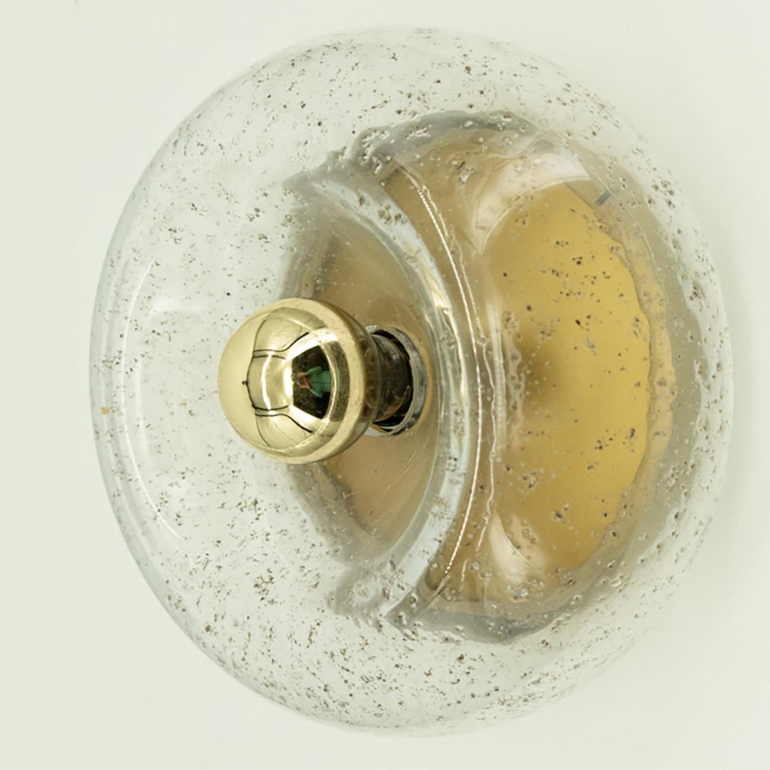 Several Beautiful Brass Glass Flush Mounts by Doria Leuchten, Germany 1970 For Sale 13