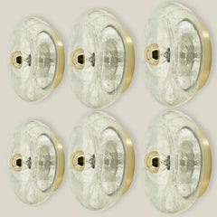 Several Beautiful Brass Glass Flush Mounts by Doria Leuchten, Germany 1970